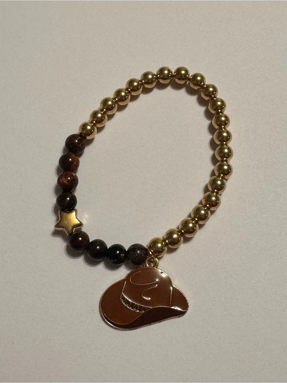 Country Western Cowboy Hat Beaded Stretch Bracelet